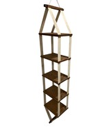 Vintage Rustic Solid Wood &amp; Canvas 5-Tier Ceiling Hanging Plant Stand Shelf - $87.25 CAD