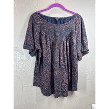 Lucky Brand Womens Flowy Top Flutter Sleeve Smocked Boho Spotted Size Large - $19.95