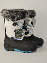 Kamik Snow Boots Girls Sz 2 Waterproof Faux Fur Lug Soles White Teal NEW... - $39.99