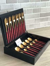 Cutipol Goa Red Gold Cutlery Set 24 Pieces New - $485.00