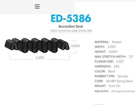 Accordion Boot Rubber Seal by the Foot Uni-grip 2&quot;-7&quot; Weatherseal ED-5386 - $130.16 MXN