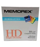 Floppy Discs Memorex 3.5&quot; HD Computer Diskettes 10 Pack PC Formatted NEW... - £8.64 GBP