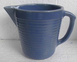 Vintage Esmond Watt Ribbed Pottery Milk Pitcher Blue Color Green Century - $48.99
