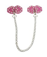 Studded Leather Chain Pasties D Rings Detachable Reusable Covers Pink L9862 - $19.79