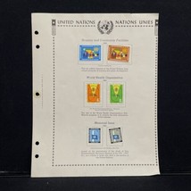 United Nations Stamp Book Page Lot Of 6 Stamps Posted HACF WHO MI Vintage 1962 - $17.99