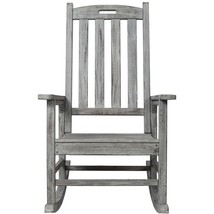Oversized Light Gray Wooden Porch Rocker Chair for Outdoor/Indoor - €128,40 EUR