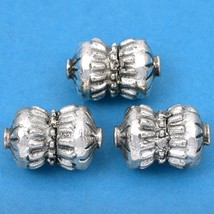 Bali Barrel Antique Silver Plated Beads 17mm 19 Grams 3Pcs Approx. - £5.67 GBP