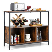 Modern Kitchen Buffet Sideboard with 3 Compartments-Rustic Brown - $2,642.77 MXN