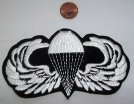 U.S.Army Usaf Parachutist Jump Wings Embroidered Patch Black And White Nos 5&quot; - £6.25 GBP