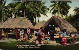 Vtg Postcard, Seminole Indian Village at Musa Isle, Miami Fla. - £5.36 GBP