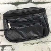 Black Leather Bum Bag Patchwork Multi Pocket Waist Fanny Pack Travel - £23.73 GBP