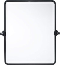 Tehome 20 X 24 &#39;&#39; Farmhouse Black Metal Framed Rectangular Pivot Bathroom Mirror - £135.08 GBP