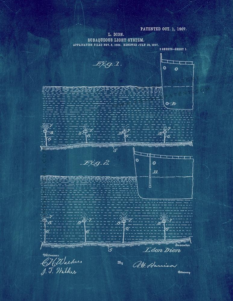Primary image for Subaqueous Light System Patent Print - Midnight Blue
