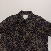 Nine West Jean Women's Sarah Jacket Denim Tan Wild One Leopard Print Size Large image 14