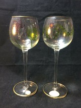 Antique Theresienthal Art Nouveau Painted/Enameled Tall Wine Glass Set of 2 - £151.87 GBP