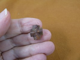 (CR593-103) 5/8&quot; Fairy Stone CHRISTIAN CROSS oiled Staurolite Crystal MA... - £12.44 GBP