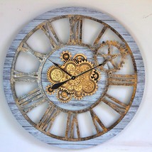 Wall clock 36 inches with real moving gears Silver Glamour - $323.10