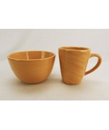 Large Ceramic Bowl &amp; Mug Set, Pottery Barn, Sausalito Pattern, Butterscotch - $19.55