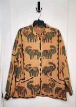 Made in India Batik Cotton Quilted Patchwork Boho Elephant Jacket Size XXL - $30.00
