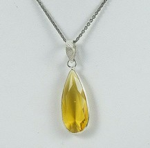 Sterling Silver Natural Citrine Pear Shape Handcrafted Women Pendant Necklace - £22.66 GBP