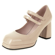 Classic High Heels Women Pumps Shoes Straps Orange Nude Heeled Mary Janes Shoe L - £77.73 GBP