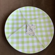Rachel Ashwell Set Of 4  Melamine Dinner Plates Easter Dining Green White Plaid - £27.87 GBP