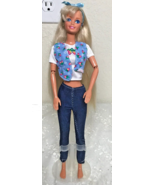 Mattel 1993 Articulated Barbie Doll Platinum Blond Hair Blue  Eyes Earrings - £10.37 GBP
