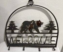 Bear Trees Metal Sculpture Welcome Sign Forest Rustic Lodge Cabin Home D... - $14.80