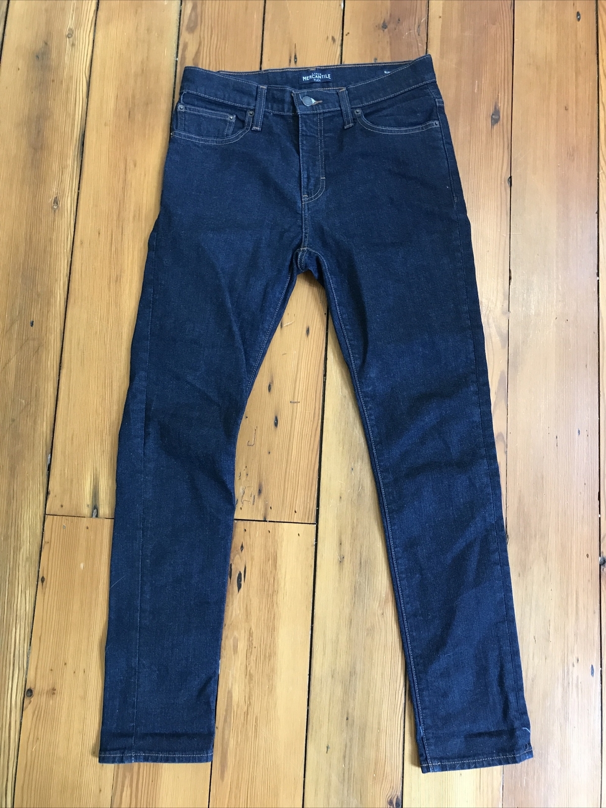 J Crew Mercantile Flex Dark Wash Blue Slim Fit Skinny Hipster Mens Jeans... - $59.39