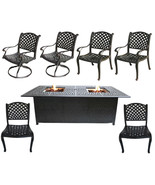 Cast Aluminum Patio Furniture Elisabeth 7 Piece Patio Dining Set Double ... - $4,995.00