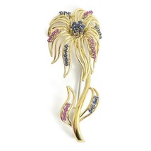Authenticity Guarantee 
Vintage 1960&#39;s Sapphire Ruby Flower Brooch Pin 1... - £2,041.30 GBP