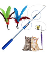 Cat Interactive Toy Feather Teaser Stick Wand Pet Retractable Feather Be... - £9.85 GBP+