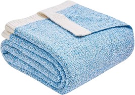 Blue Throw Blanket For Couch, Soft Fluffy Reversible Super Cozy Knitted Blankets - $33.92