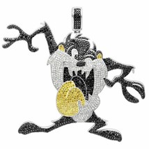 Men&#39;s 13CT Simulated Tasmanian Devil PENDANT 14K White Gold Plated Brass Xmas - £292.55 GBP