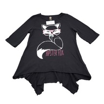 Total Girl Shirt Womens XL Black Hipster Fox Round Neck Quarter Sleeve Top - £19.75 GBP