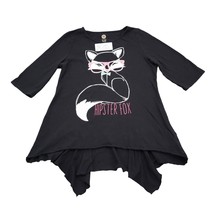 Total Girl Shirt Womens XL Black Hipster Fox Round Neck Quarter Sleeve Top - £19.83 GBP