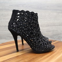 Zigi Soho Shoes Womens 7.5 Black Darlah Peep Toe Embellished Ankle Booties - $25.62