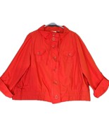 Chico’s Cropped Jacket Size 3 (XL) Cotton Blend Poppy Red  Summer Utilit... - $32.89 CAD