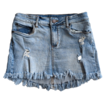 STS Blue Distressed Frayed Bottom Denim Blue Jean Mini Skirt Size 27 Waist 27 - £21.95 GBP