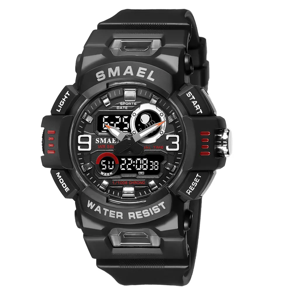 Black Purple Digital Watches for Men Fashion Dual Time Display Chronogra... - £40.15 GBP