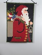 VTG Heavy Beaded Santa Christmas Kitchen Wall Hanging 14 X 10 Handmade Crafts - £11.40 GBP