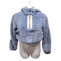 BP Hoodie  Womens XS Blue Cropped Quarter Zip Plush Fleece Jacket - £12.45 GBP