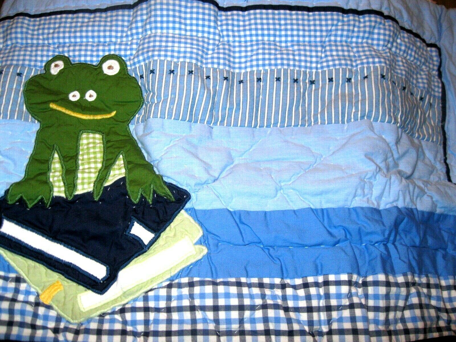 Pottery Barn Kids Morgan Frog Quilted Pillow Sham Standard Light Blue Boy NIP - £15.12 GBP