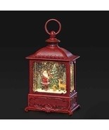 8.75&quot;H LIGHTED SWIRL LANTERN SANTA WITH ANIMALS; RED CASE - $114.52 CAD