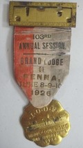 1926 antique IOOF 103rd SESSION RIBBON BADGE harrisburg pa odd fellow mi... - £27.28 GBP