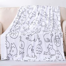 Cat Blanket Twin Size Animals Pet Pattern Throw Blanket Cat Lover Gifts Flannel  - £50.51 GBP