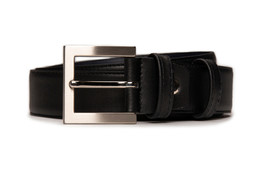 Dress Formal Full Grain Belt on Vegan Leather &amp; Square Frame Sleek Metal... - £36.97 GBP