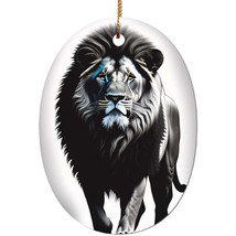 Black And White Lion Realistic Ornament CeramicDecor Xmas Gift For Lion ... - $16.78