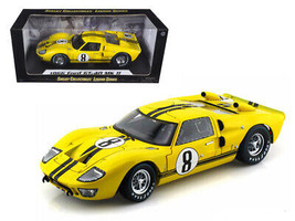 1966 Ford GT-40 MK II #8 Yellow w Black Stripes 1/18 Diecast Car Shelby Collecti - £71.30 GBP