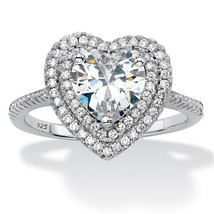 PalmBeach Jewelry 1.48 TCW Heart-Cut CZ Platinum-plated Silver Engagement Ring - £31.92 GBP